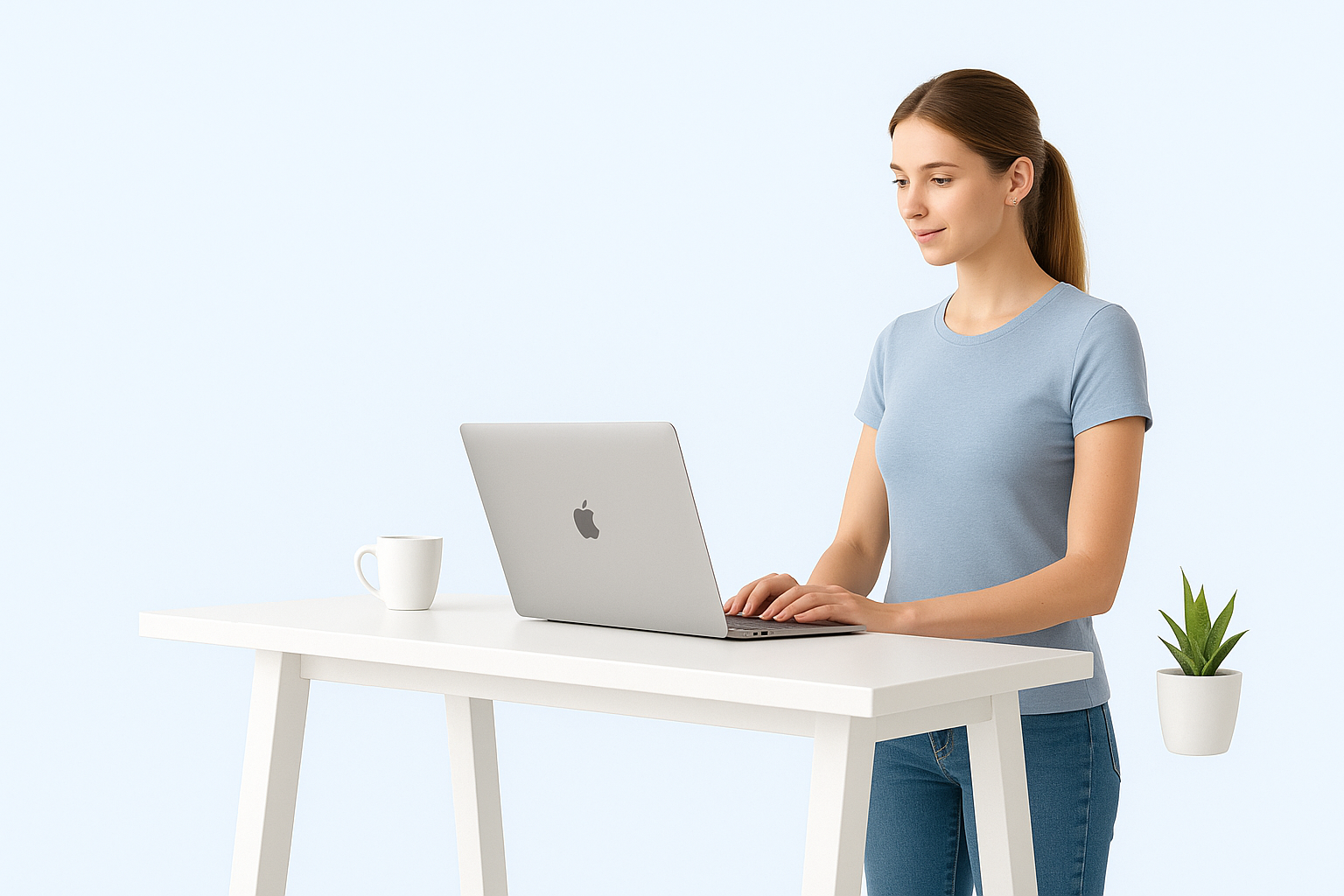 Person stretching at desk - Break in Motion wellness